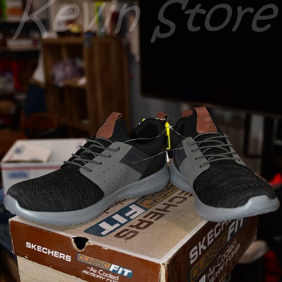 Skechers Men's Delson 3.0 Sneaker Shoes , Black gray - Picture 5 of 5